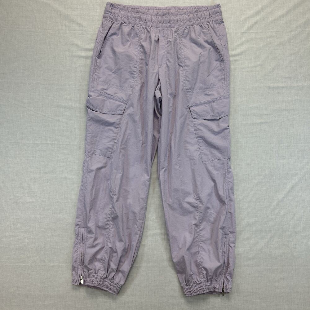 Old Navy Quick Dry High Rise Joggers Women's Large Cargo Pants Ankle Zip Purple